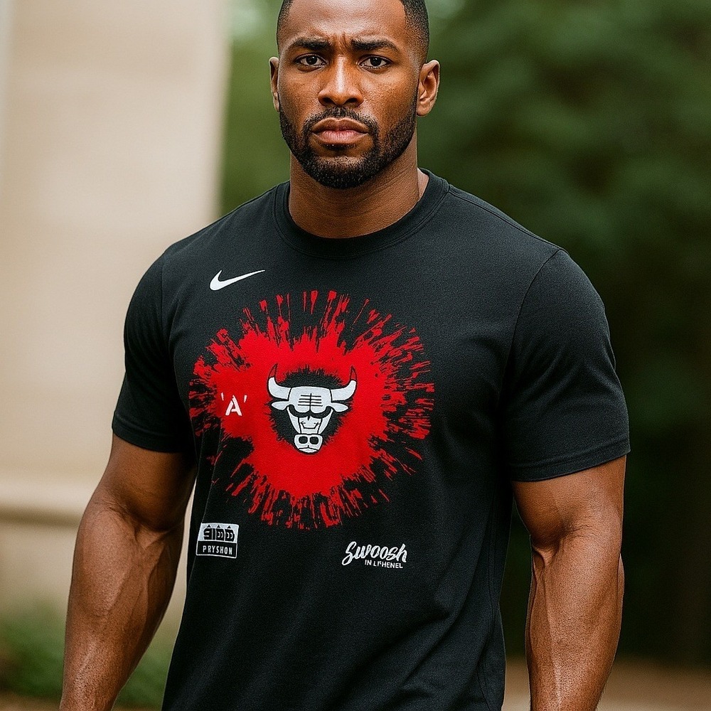 Men's Max90 Chicago Bulls T-Shirt by Nike Black Size XL New With Tags